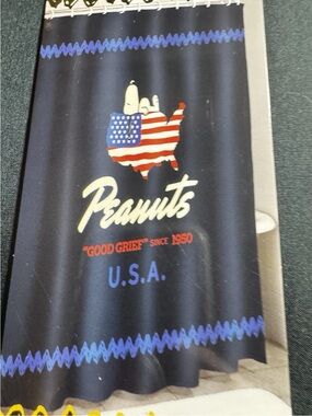 New Peanuts Snoopy Patriotic USA Shower Curtain Fabric 70" x 72" Red/White/Blue
